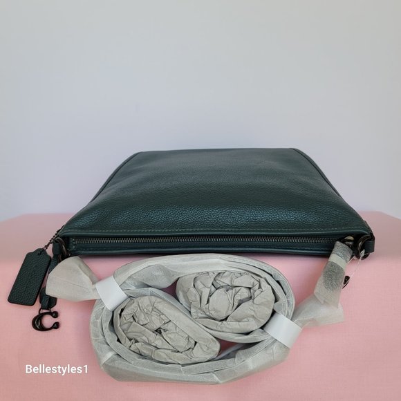 COACH Small Dufflette “C” Charm Polished Pebbled Leather Crossbody- Forest Color - Picture 10 of 16